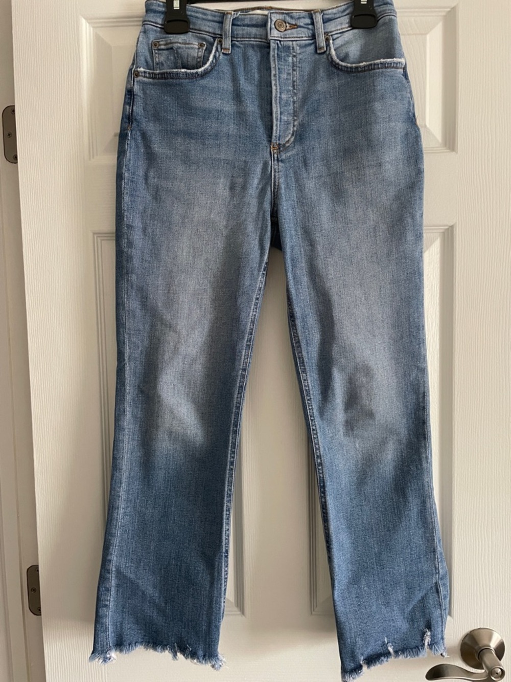 Zara Straight Frayed Jeans